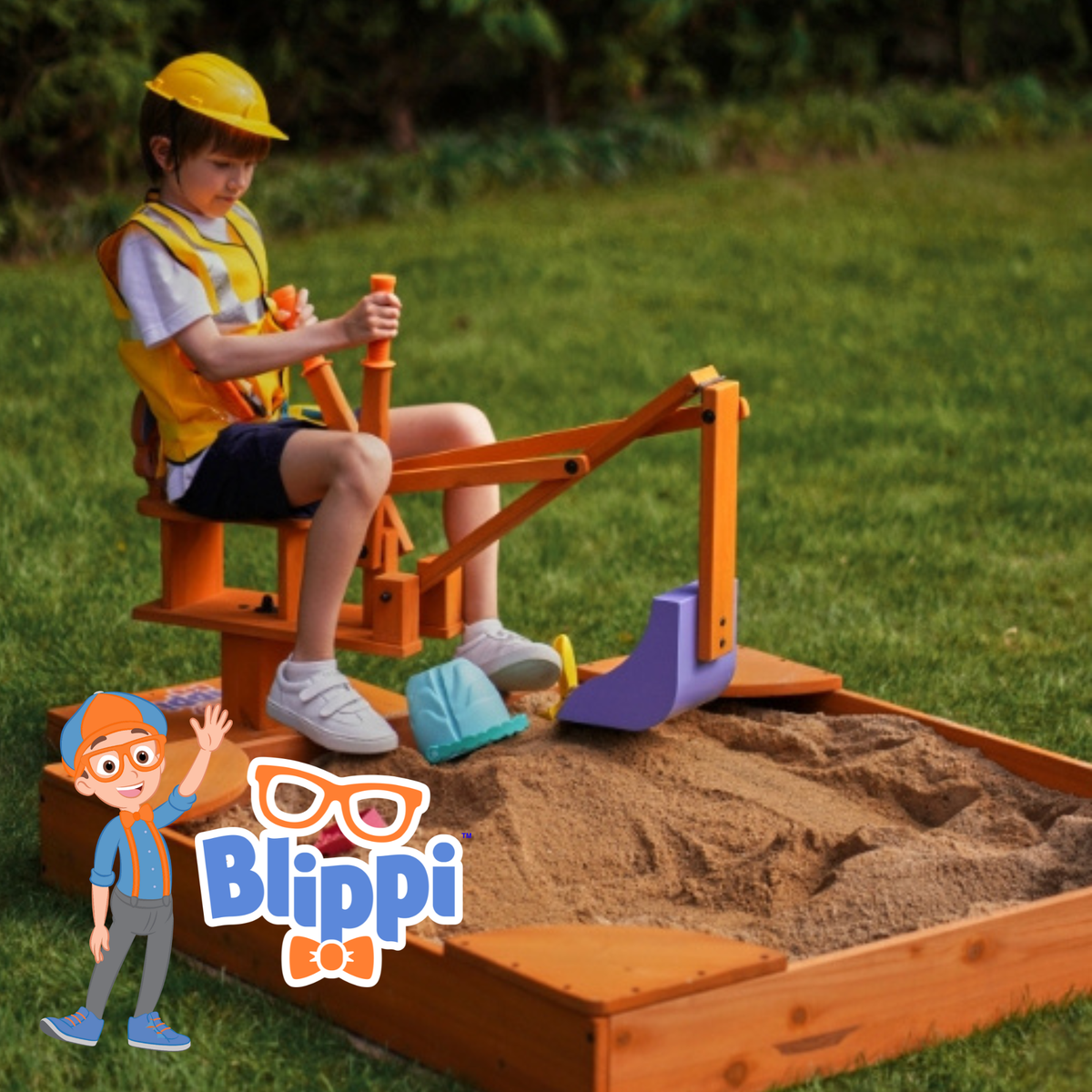 Blippi Excavator Ride-On Toy for Kids | Sandbox Digger with 360° Swivel Seat (Sandbox Not Included)