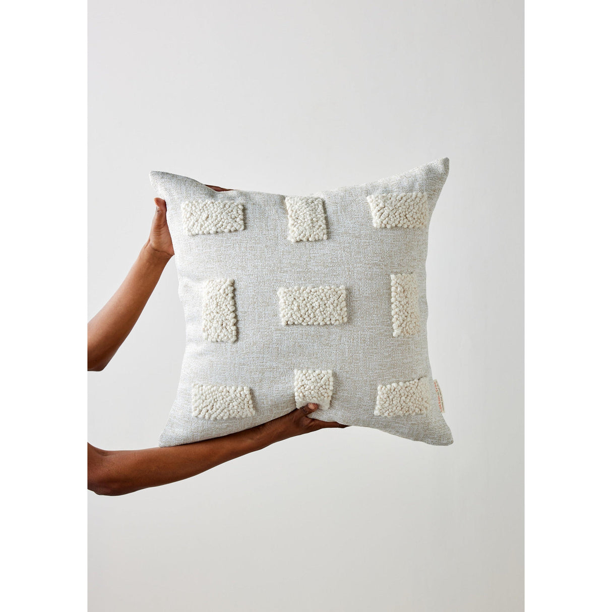 Blocks Organic Natural White Cotton Throw Pillow