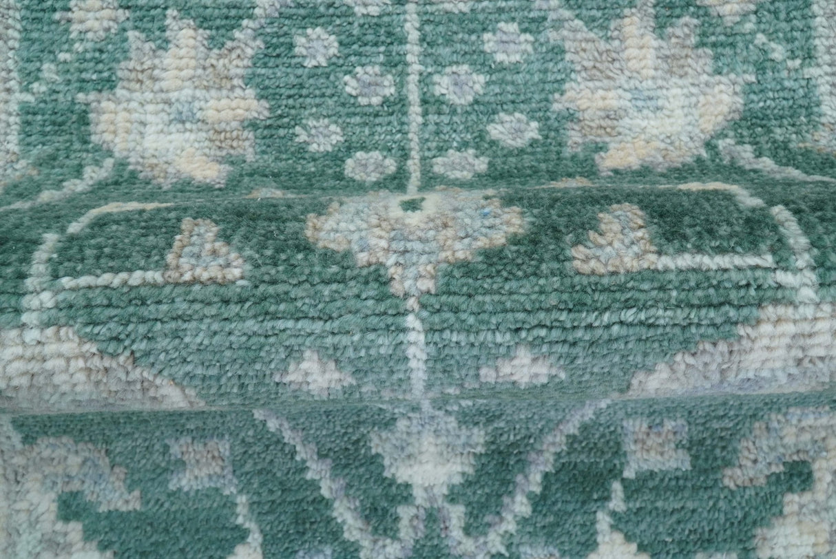Bloom Traditional Oushak Design Teal 2.6x8.6 Hand Knotted Wool Rug