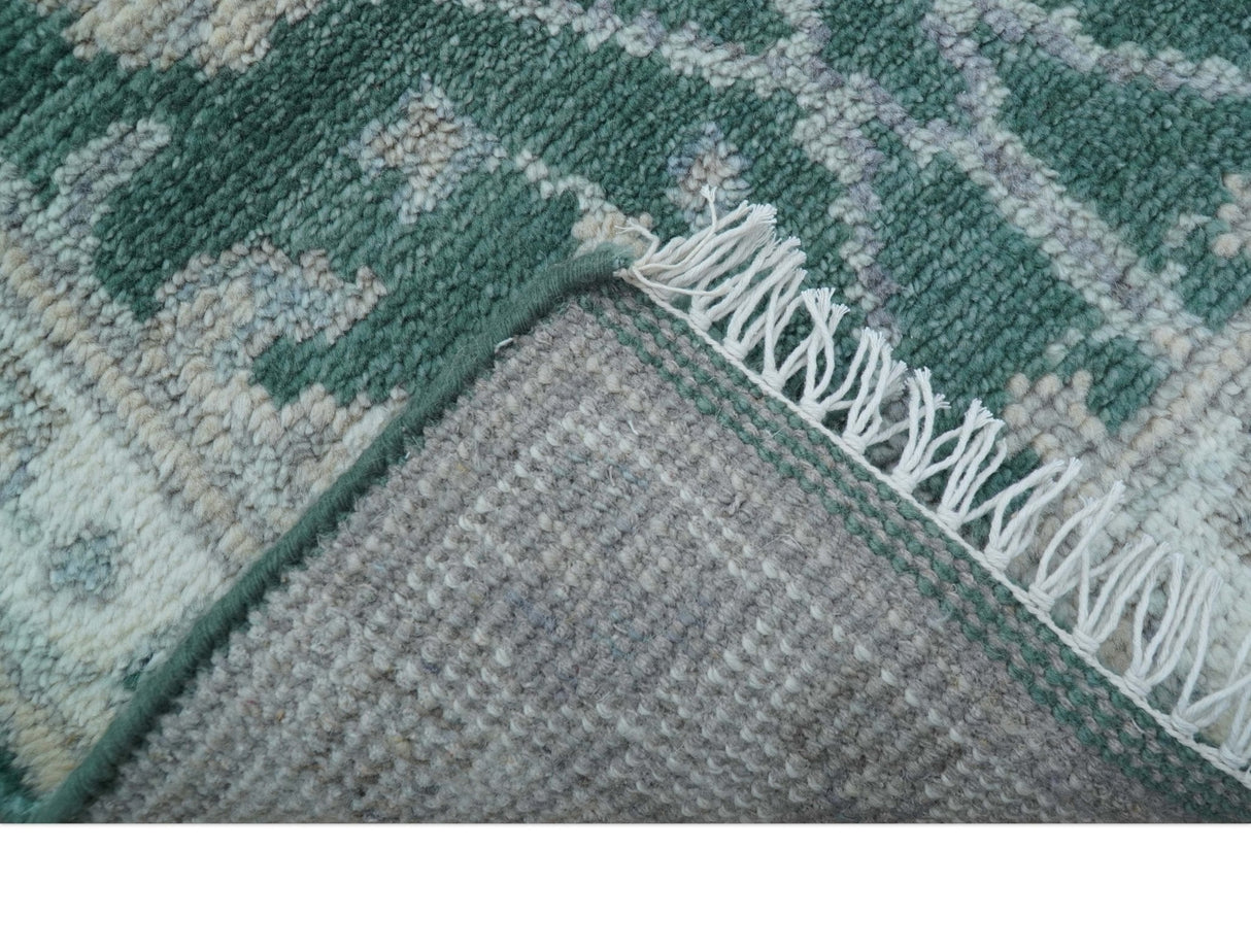 Bloom Traditional Oushak Design Teal 2.6x8.6 Hand Knotted Wool Rug