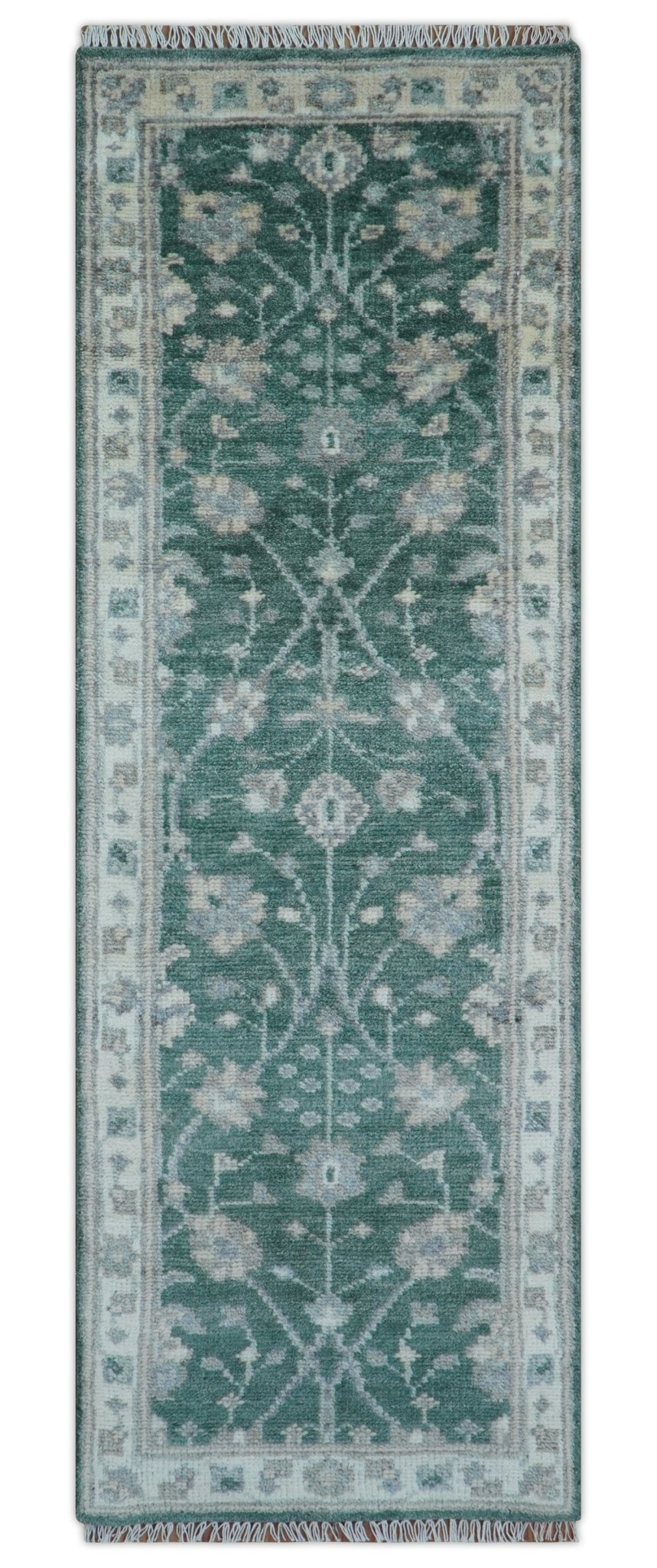 Bloom Traditional Oushak Design Teal 2.6x8.6 Hand Knotted Wool Rug
