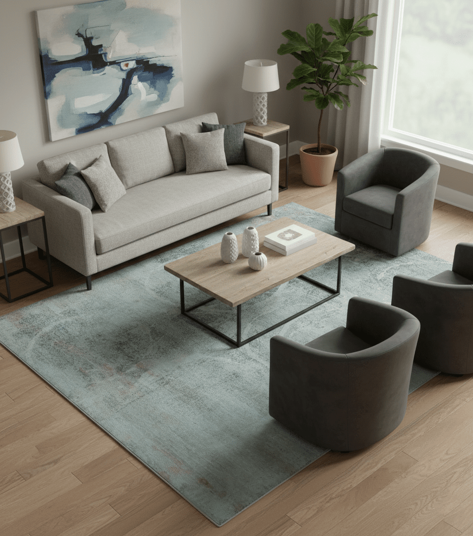 Blue And Beige Modern Abstract Design Hand Knotted 8x10 Bamboo Silk Area Rug