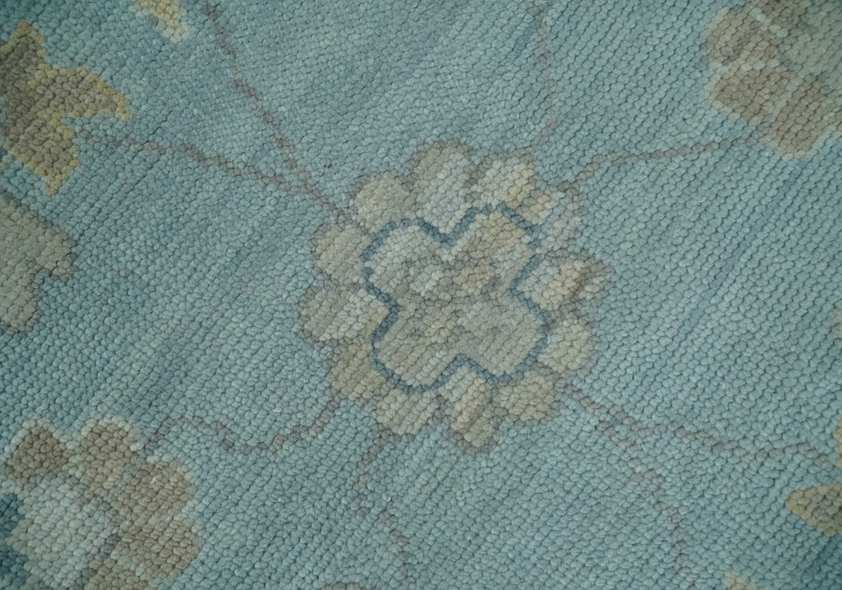 Blue and Beige Traditional Floral Hand Knotted Wool Rug
