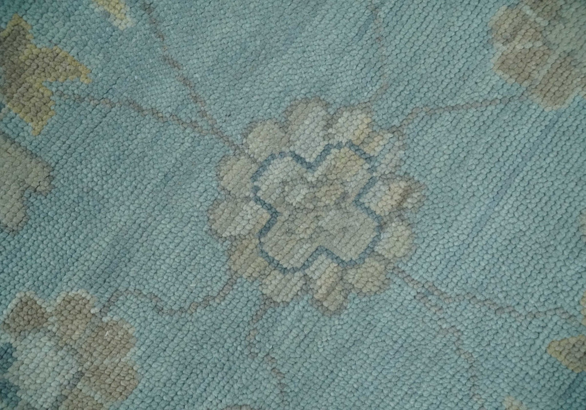 Blue and Beige Traditional Floral Hand Knotted Wool Rug
