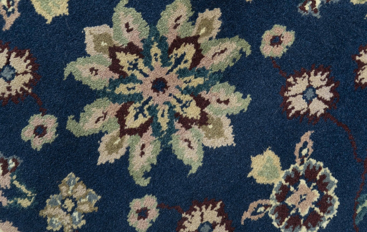 Blue And Beige Traditional Oriental Design Hand Knotted 2.5x8 wool area rug