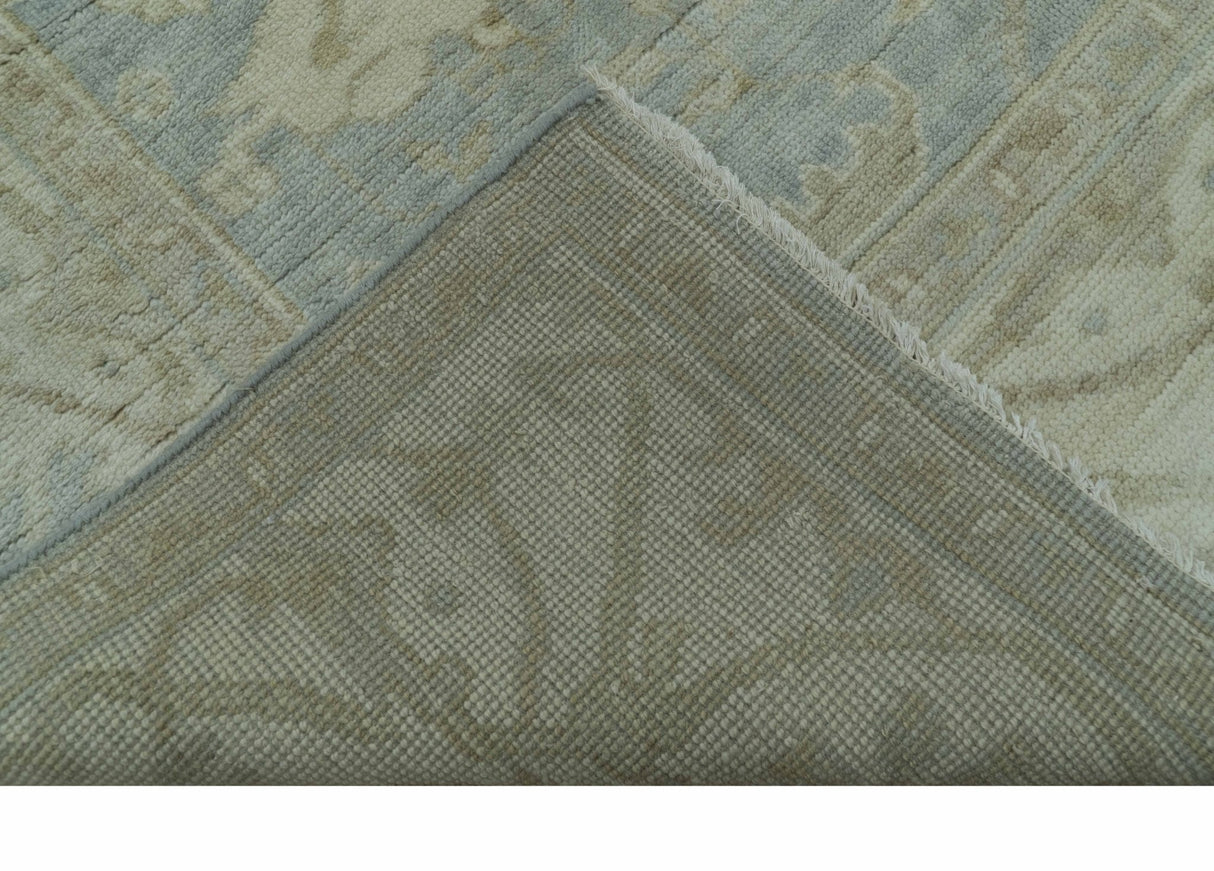 Blue And Beige Traditional Oushak Design Hand Knotted 6x9 wool area rug