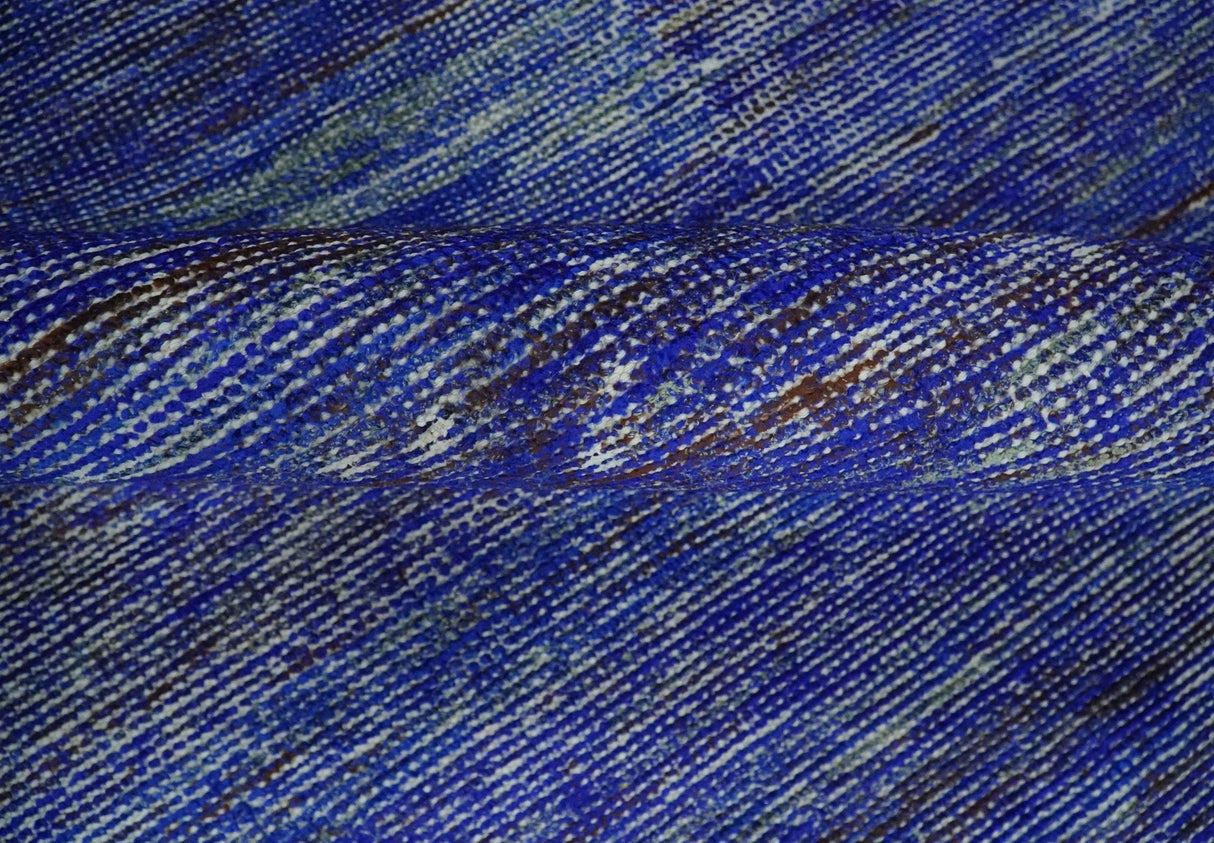 Blue and Charcoal Modern Abstract Hand knotted 8x10 Art Silk Area Rug-Area Rug-Parc Decor