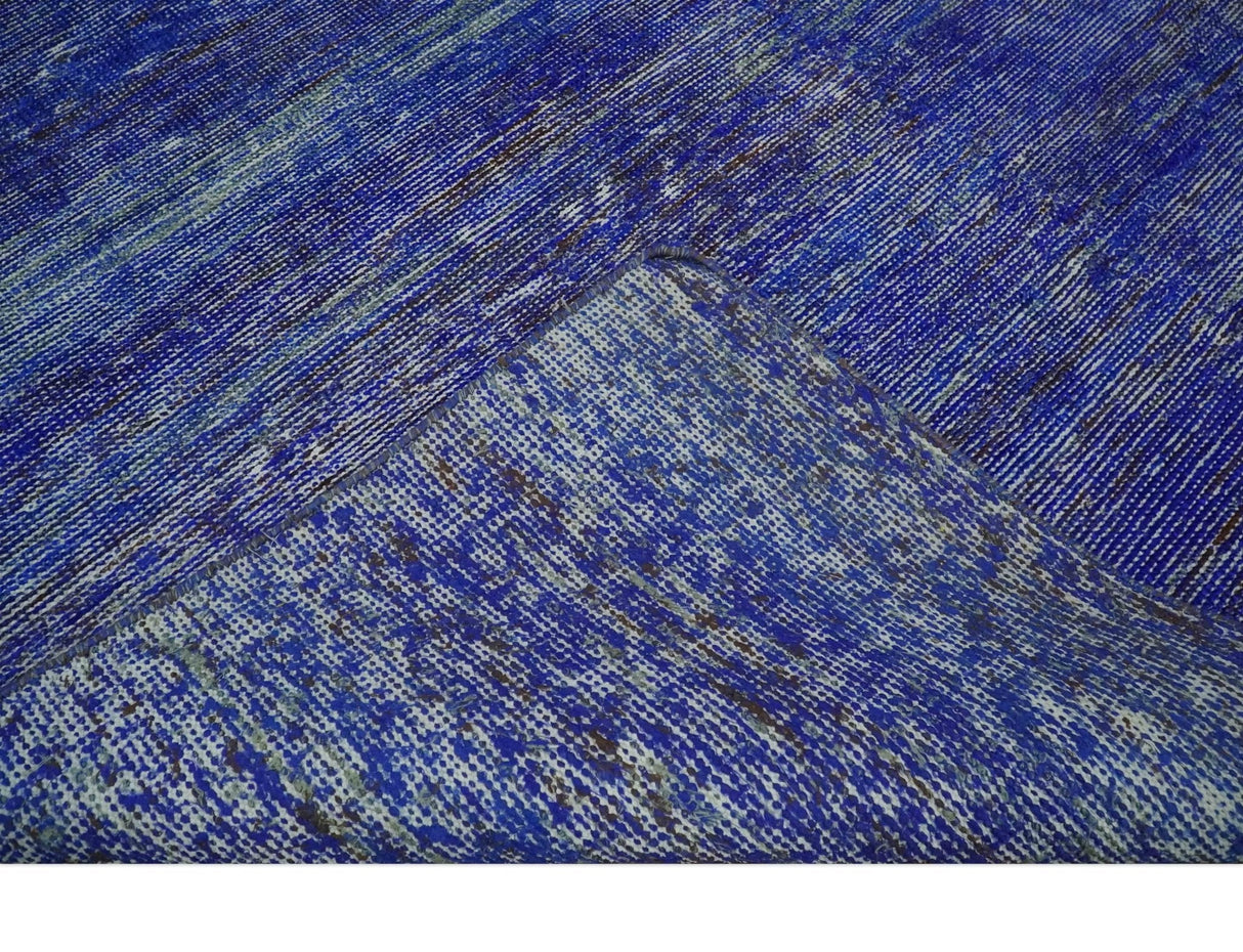 Blue and Charcoal Modern Abstract Hand knotted 8x10 Art Silk Area Rug-Area Rug-Parc Decor
