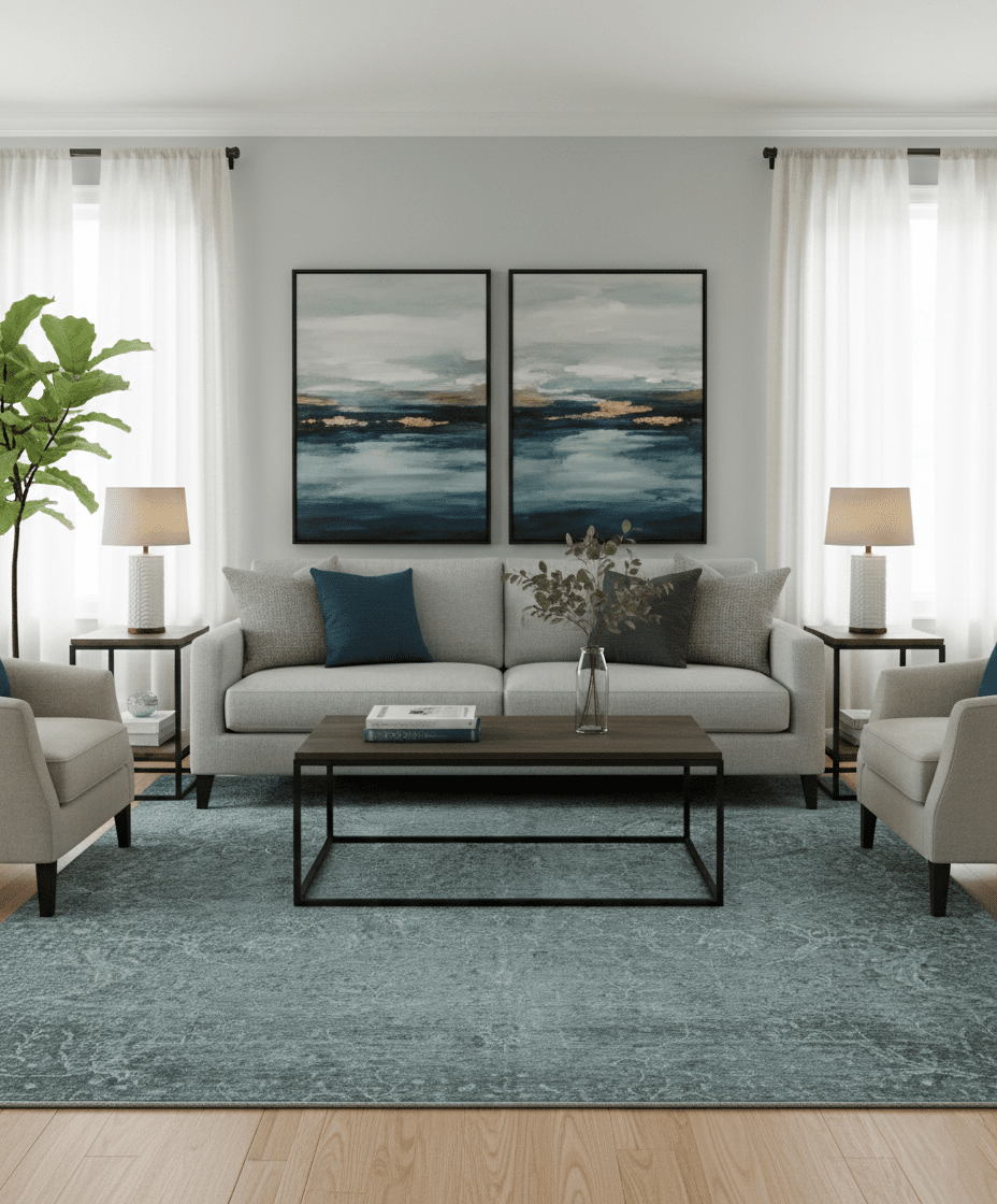 Blue And charcoal Transitional Design Hand Knotted 8.8x11.6 Wool Area Rug