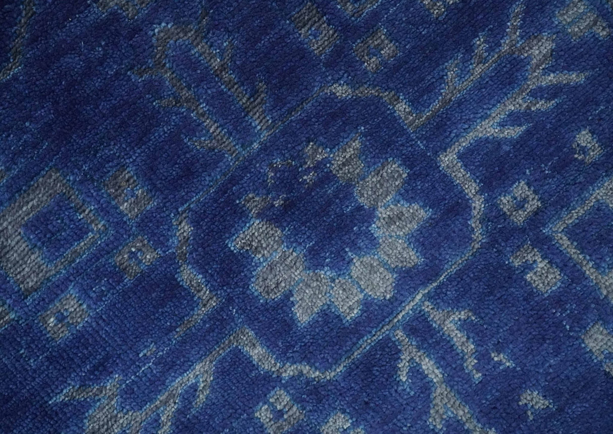 Blue and Gray Hand knotted Oriental Oushak Multi Size wool Area Rug