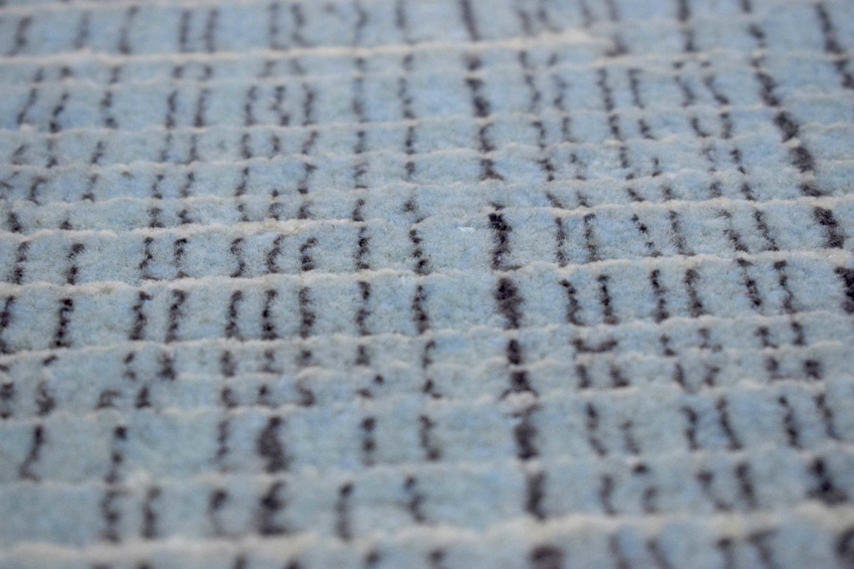 Blue and Ivory Modern Pattern Hand Knotted Wool 2x3 Area Rug
