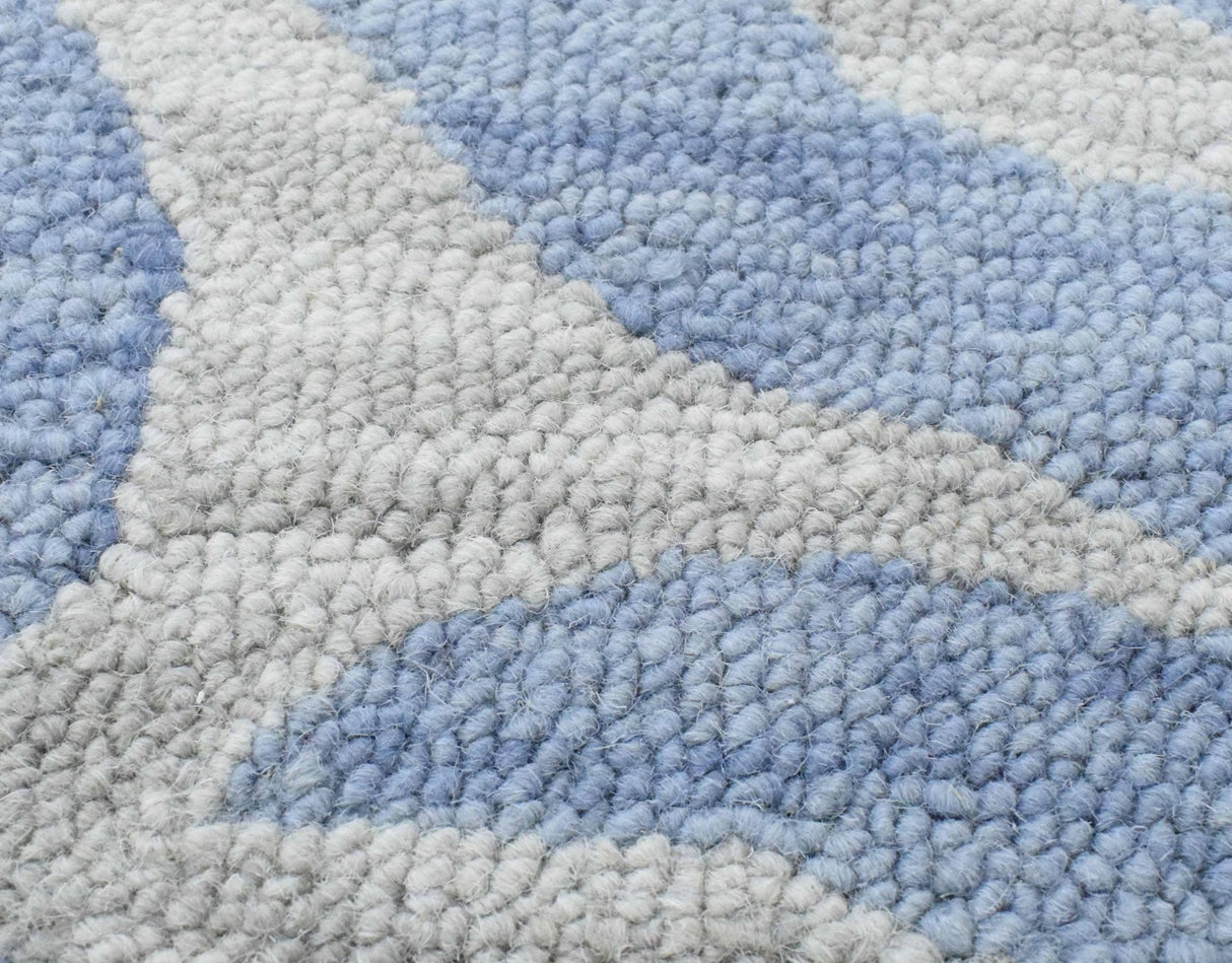 Blue And Silver Modern Style Hand Tufted Wool Area rug