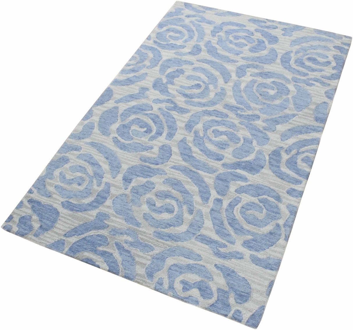Blue And Silver Modern Style Hand Tufted Wool Area rug