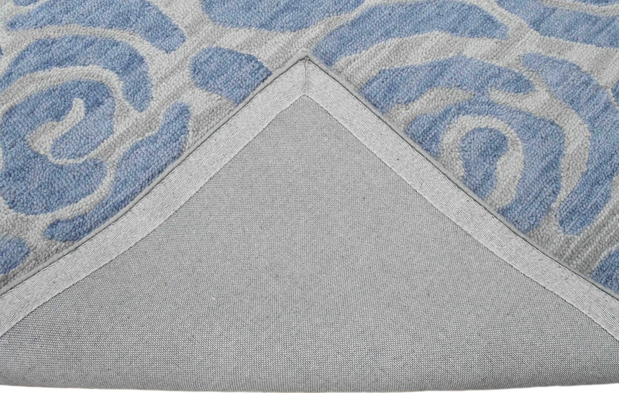 Blue And Silver Modern Style Hand Tufted Wool Area rug