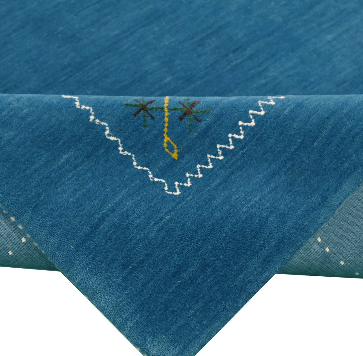 Blue And White Gabbeh Border Design Hand Loomed Wool Area Rug