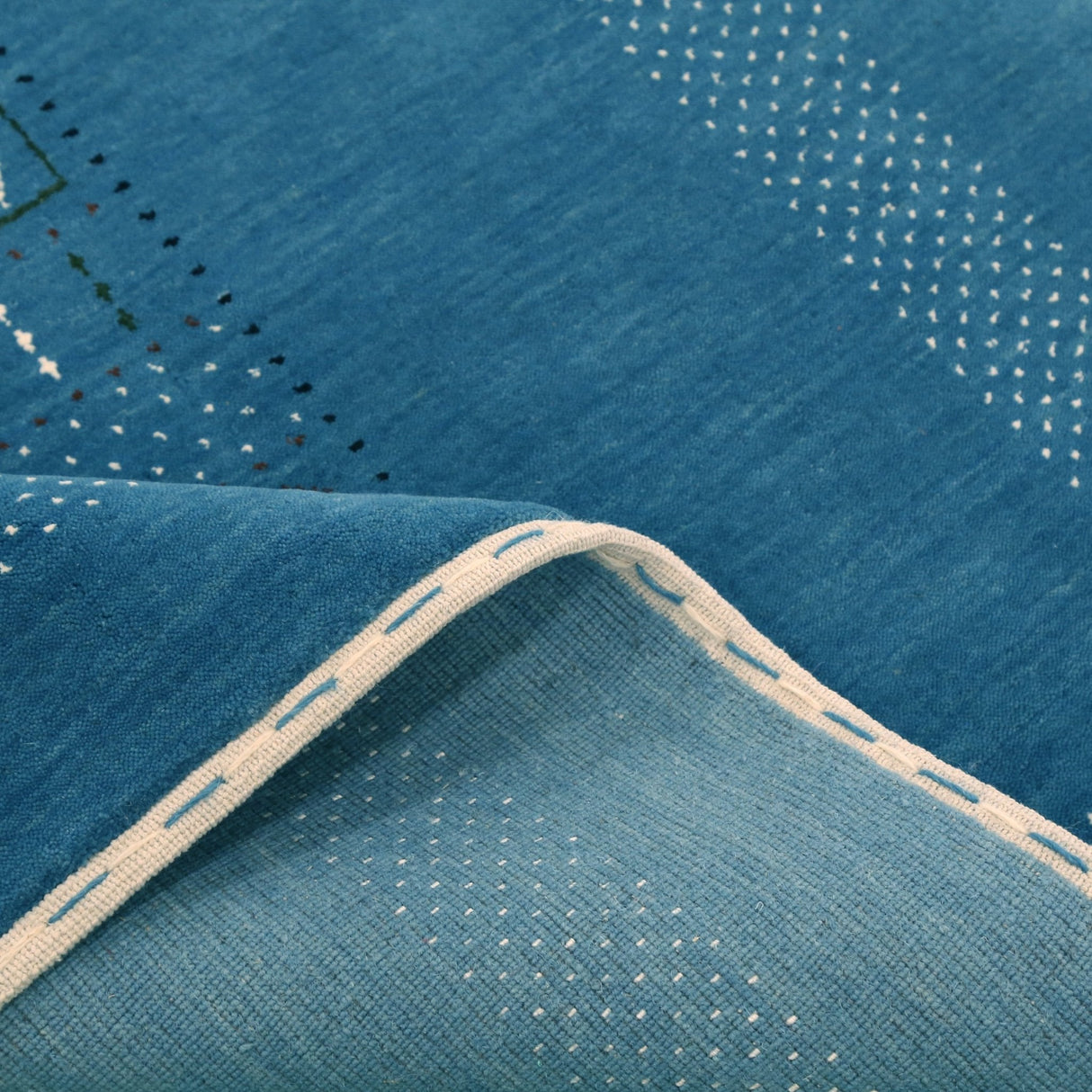 Blue And White Gabbeh Design Hand Loomed Wool Area Rug