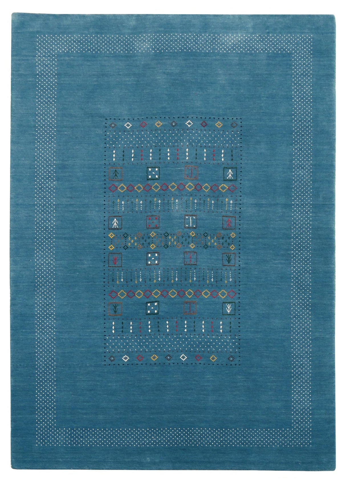 Blue And White Gabbeh Design Hand Loomed Wool Area Rug