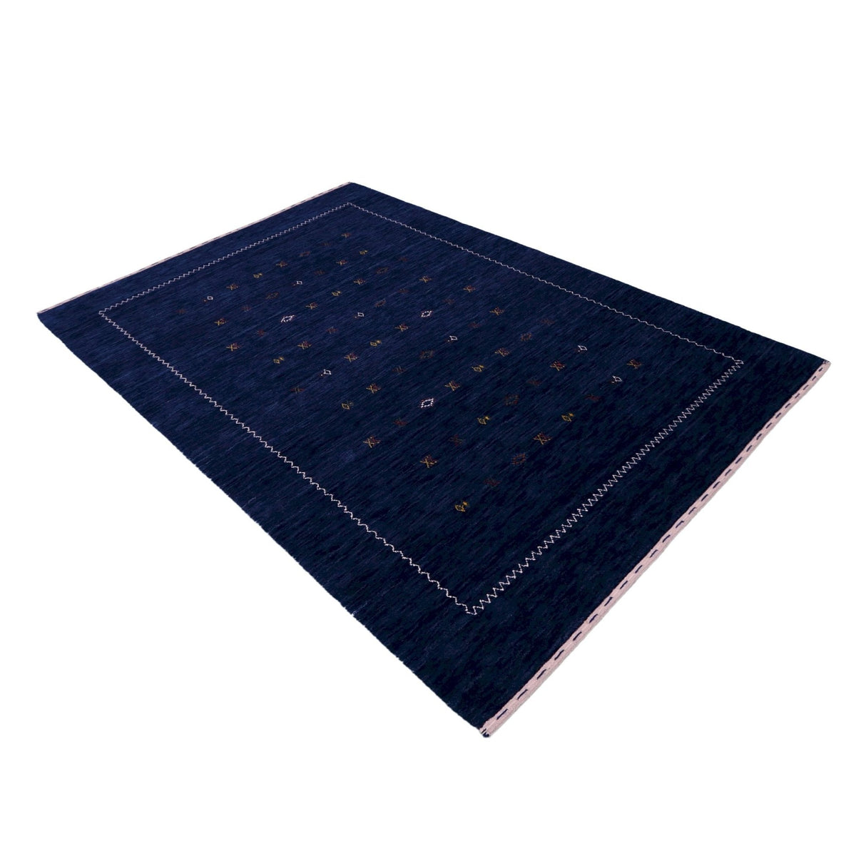 Blue And White Modern Design Hand Loomed Wool Area Rug
