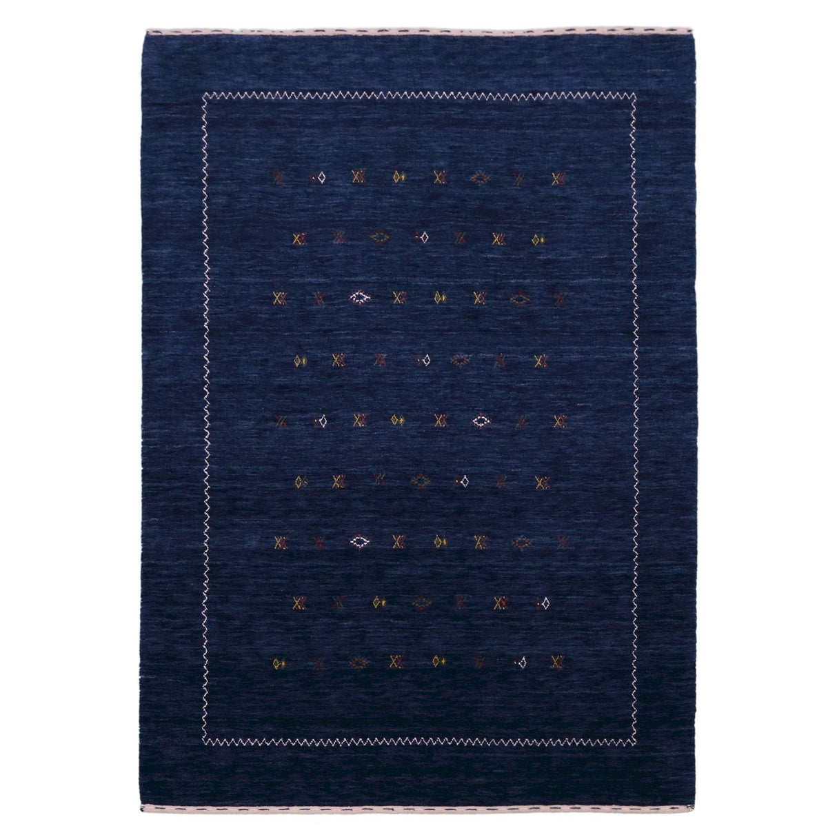 Blue And White Modern Design Hand Loomed Wool Area Rug