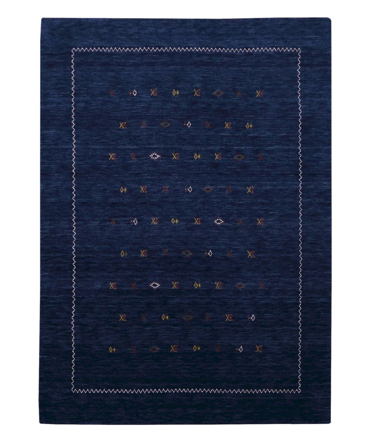 Blue And White Modern Design Hand Loomed Wool Area Rug