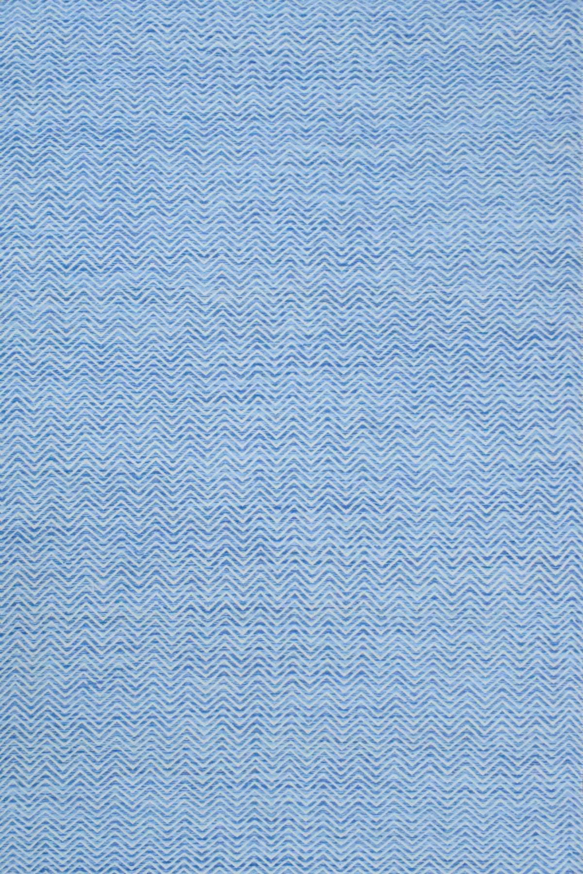 Blue Chevron Pattern Dhurrie Wool Area Rug
