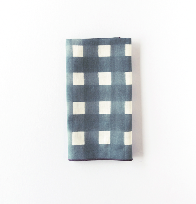 Blue Cross-Hatch Napkins-Napkins-Parc Decor