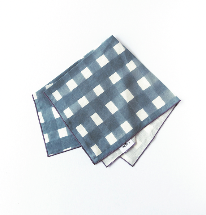 Blue Cross-Hatch Napkins-Napkins-Parc Decor