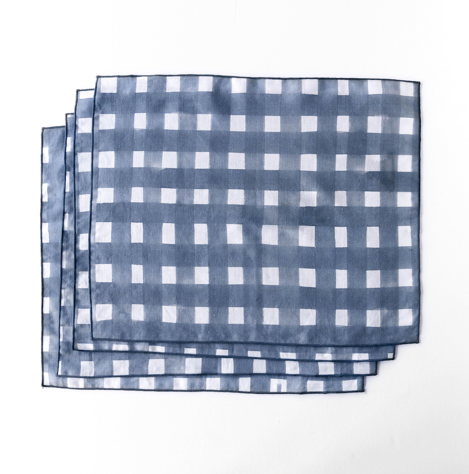 Blue Cross Hatch Placemat-Placemats-Parc Decor