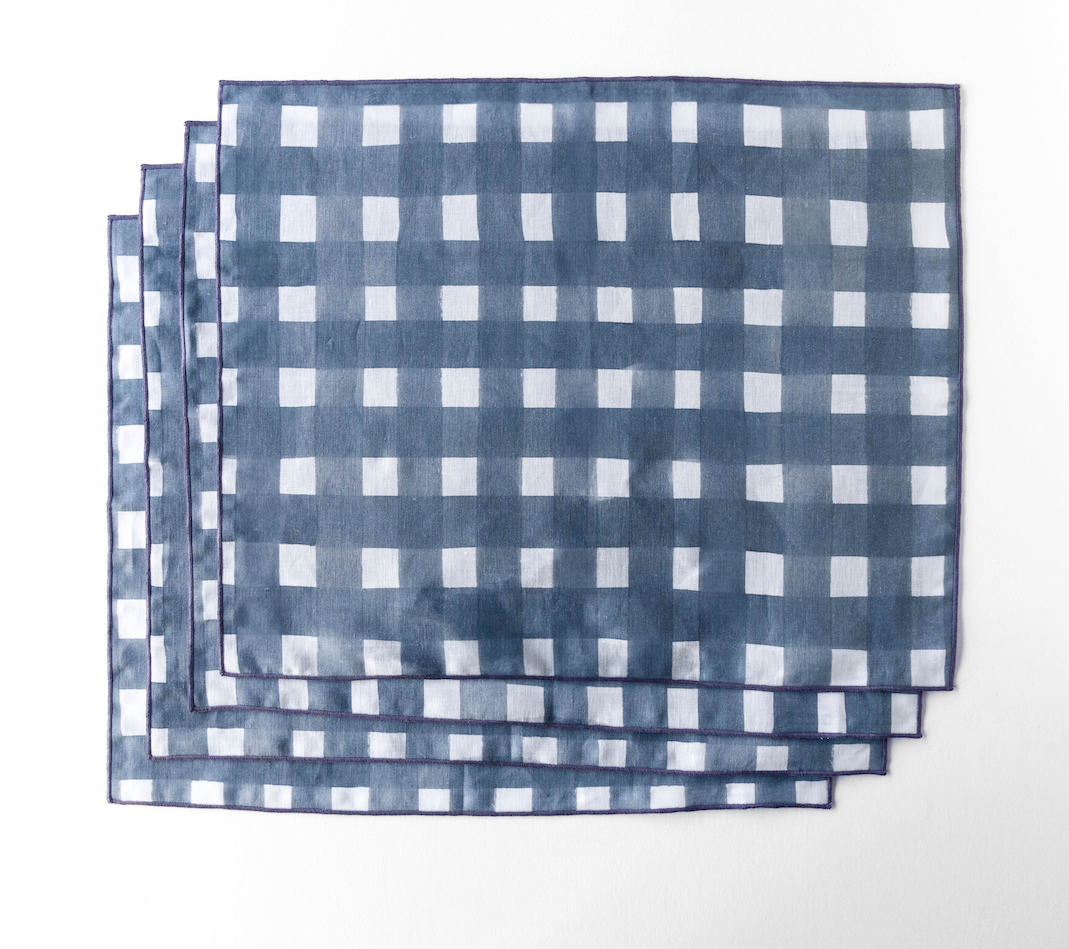 Blue Cross Hatch Placemat-Placemats-Parc Decor