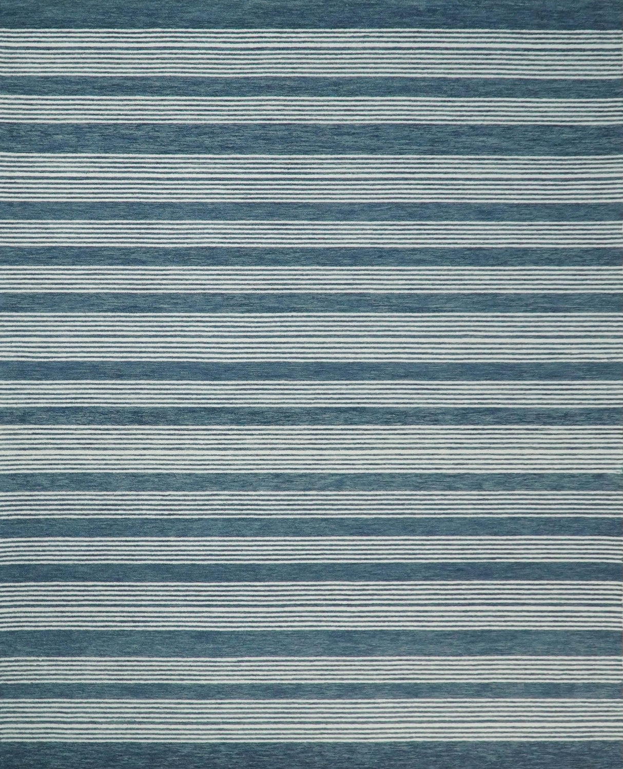 Blue Modern Stripes Pattern Hand Tufted Wool Area Rug