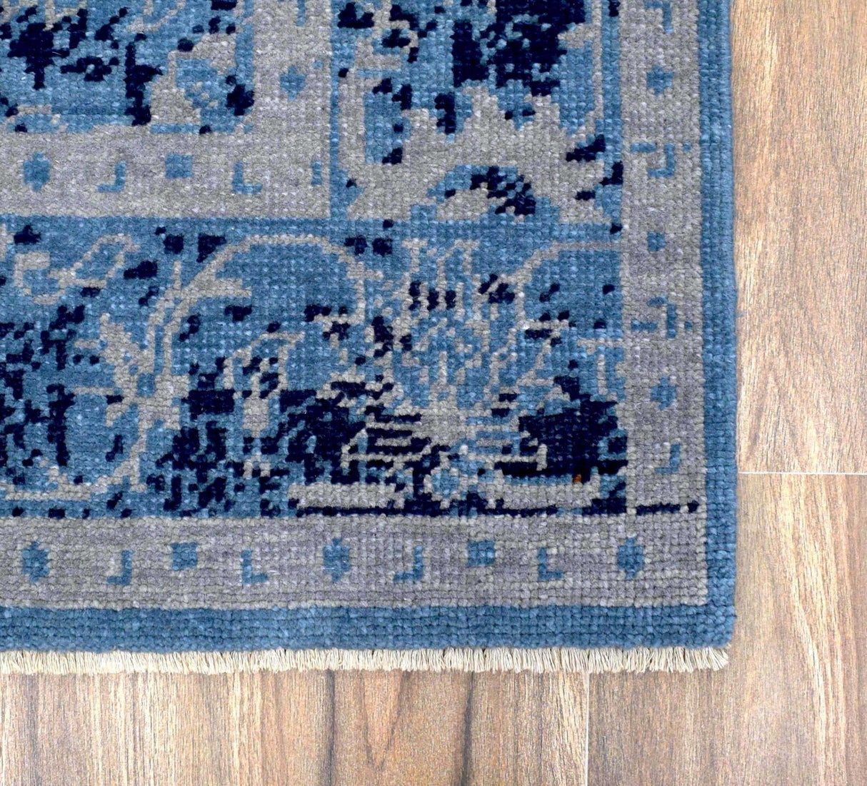 Blue Modern Style Hand Knotted Wool 5.6x8.6 Area Rug