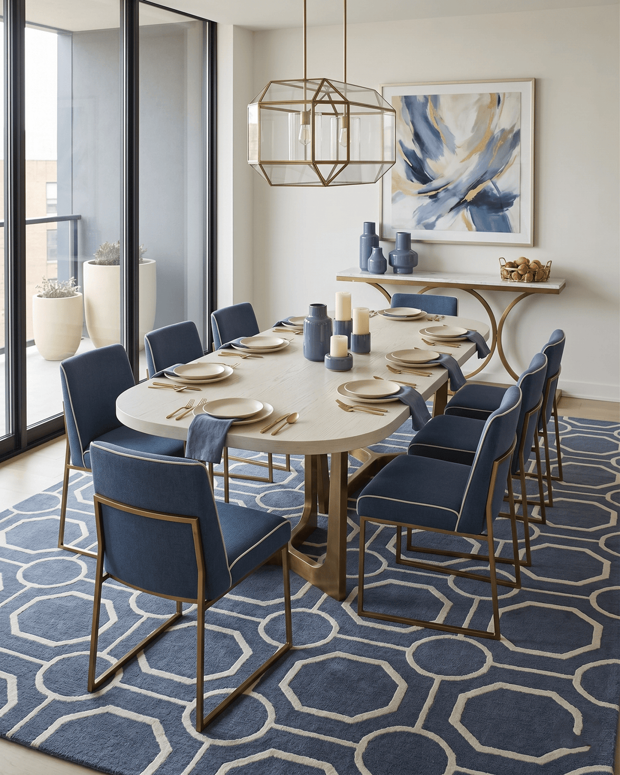 Blue Modern Style Hand Tufted Wool Area rug