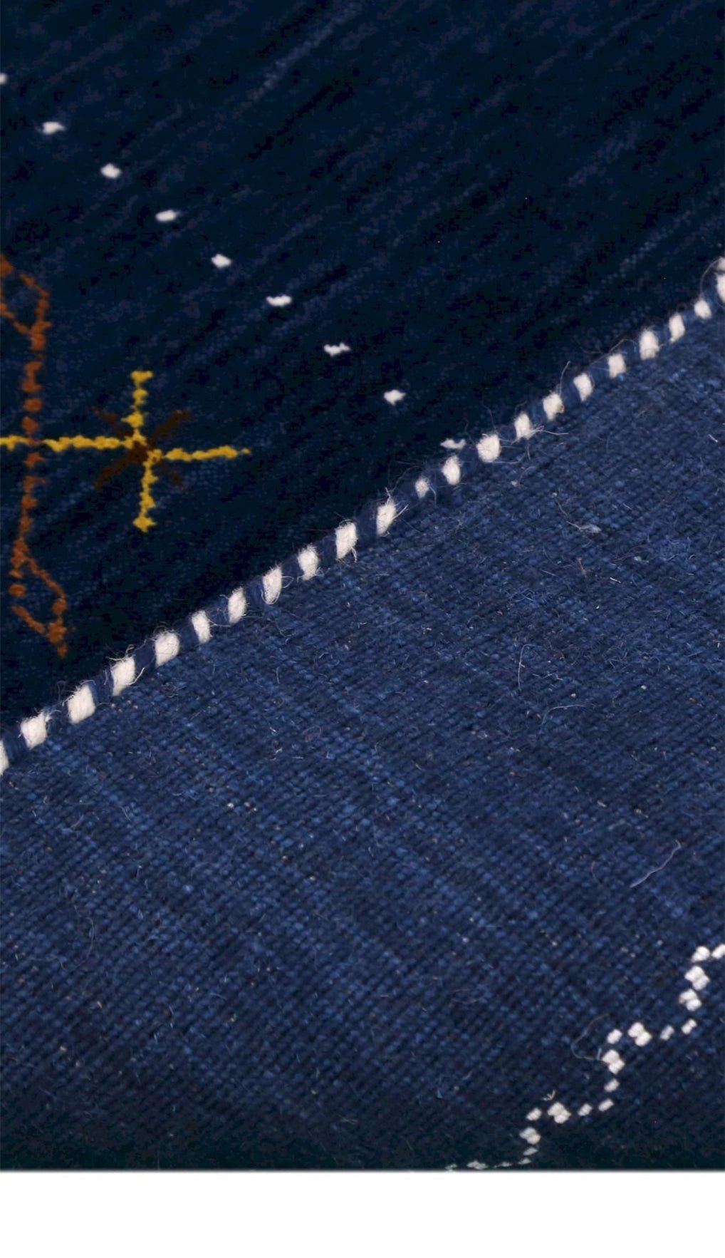 Blue Tribal Border Design Hand Loomed Wool Area Rug