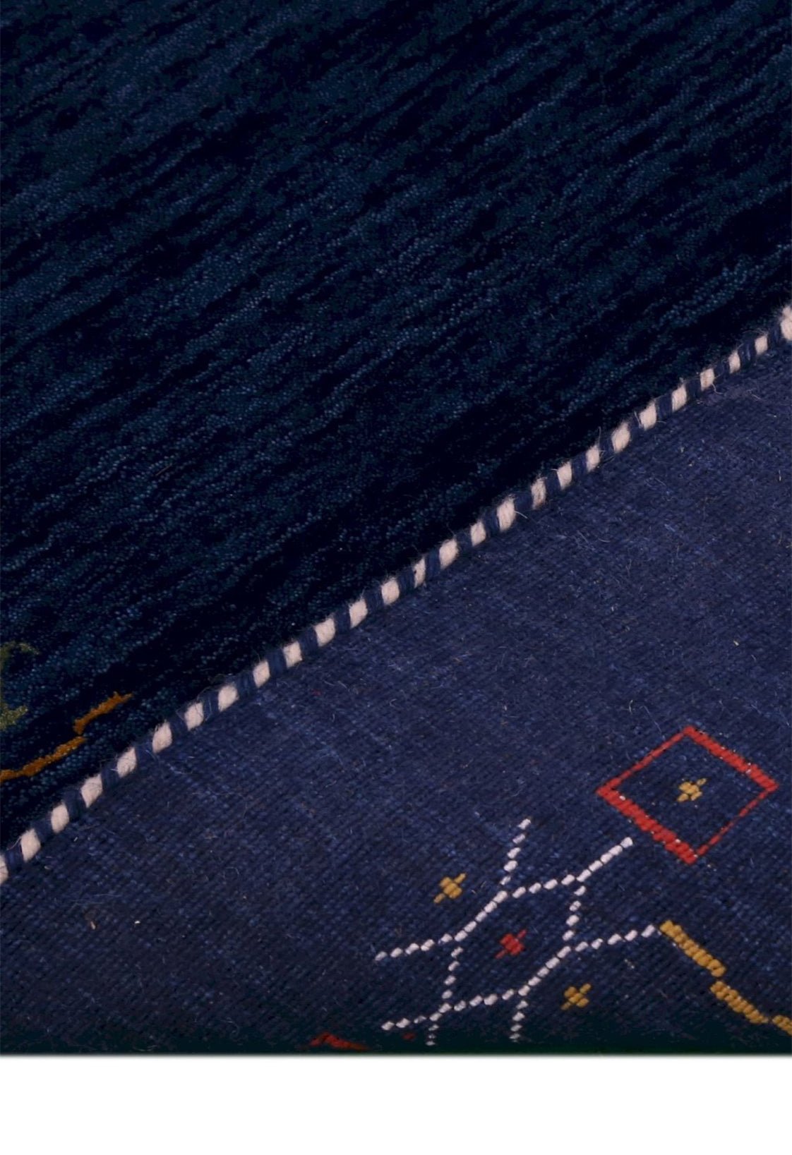 Blue Tribal Border Design Hand Loomed Wool Area Rug