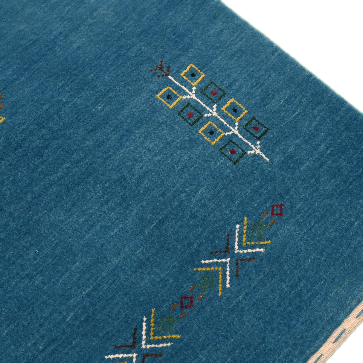 Blue Tribal Center Medallion Design Hand Loomed Wool Area Rug