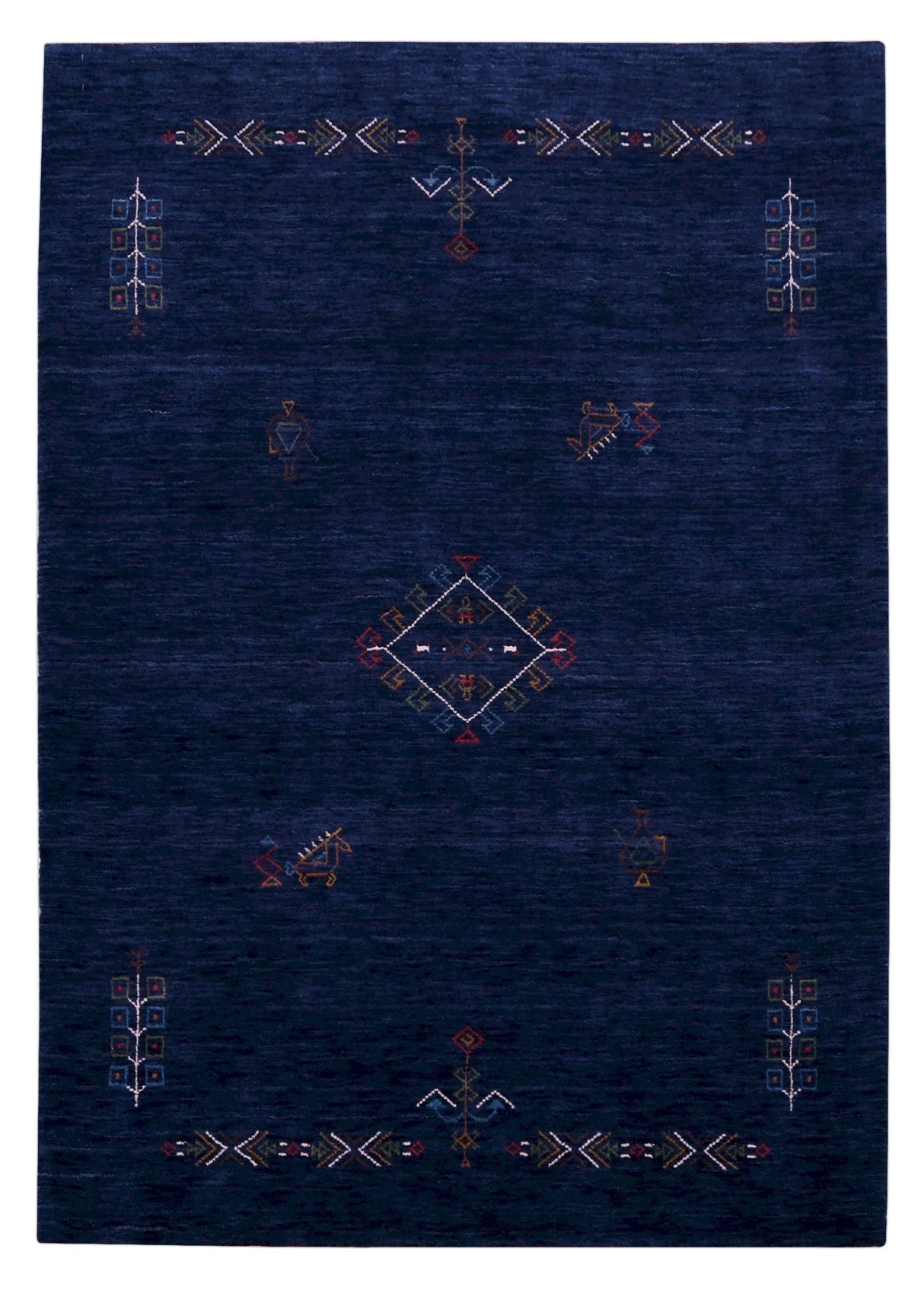 Blue Tribal Center Medallion Hand Loomed Wool Area Rug