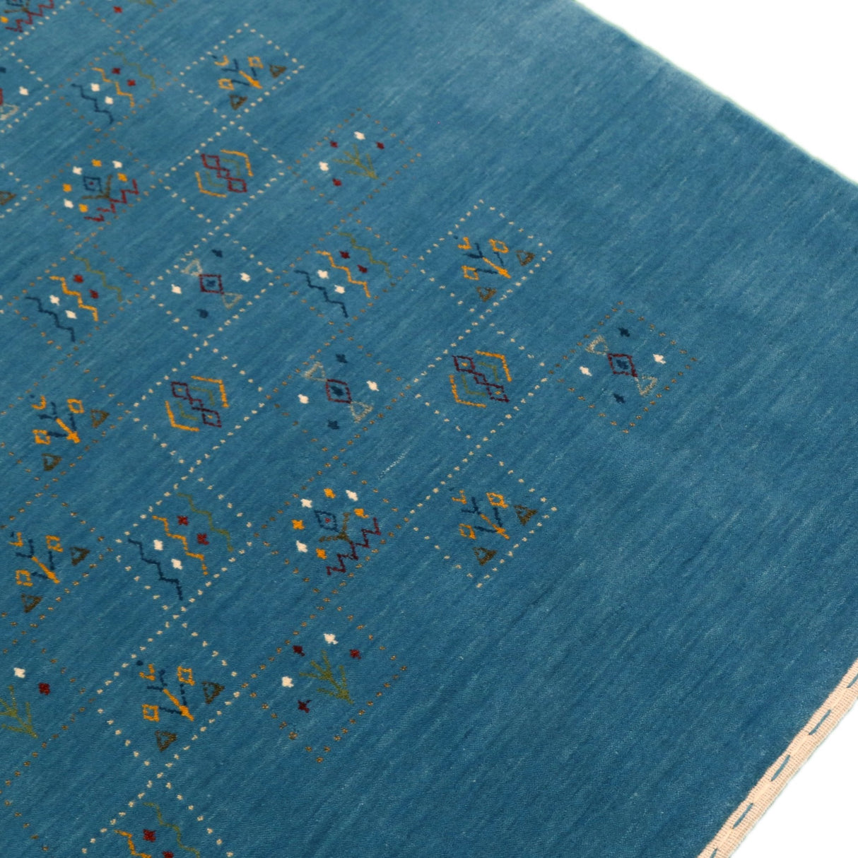 Blue Tribal Design Hand Loomed Wool Area Rug