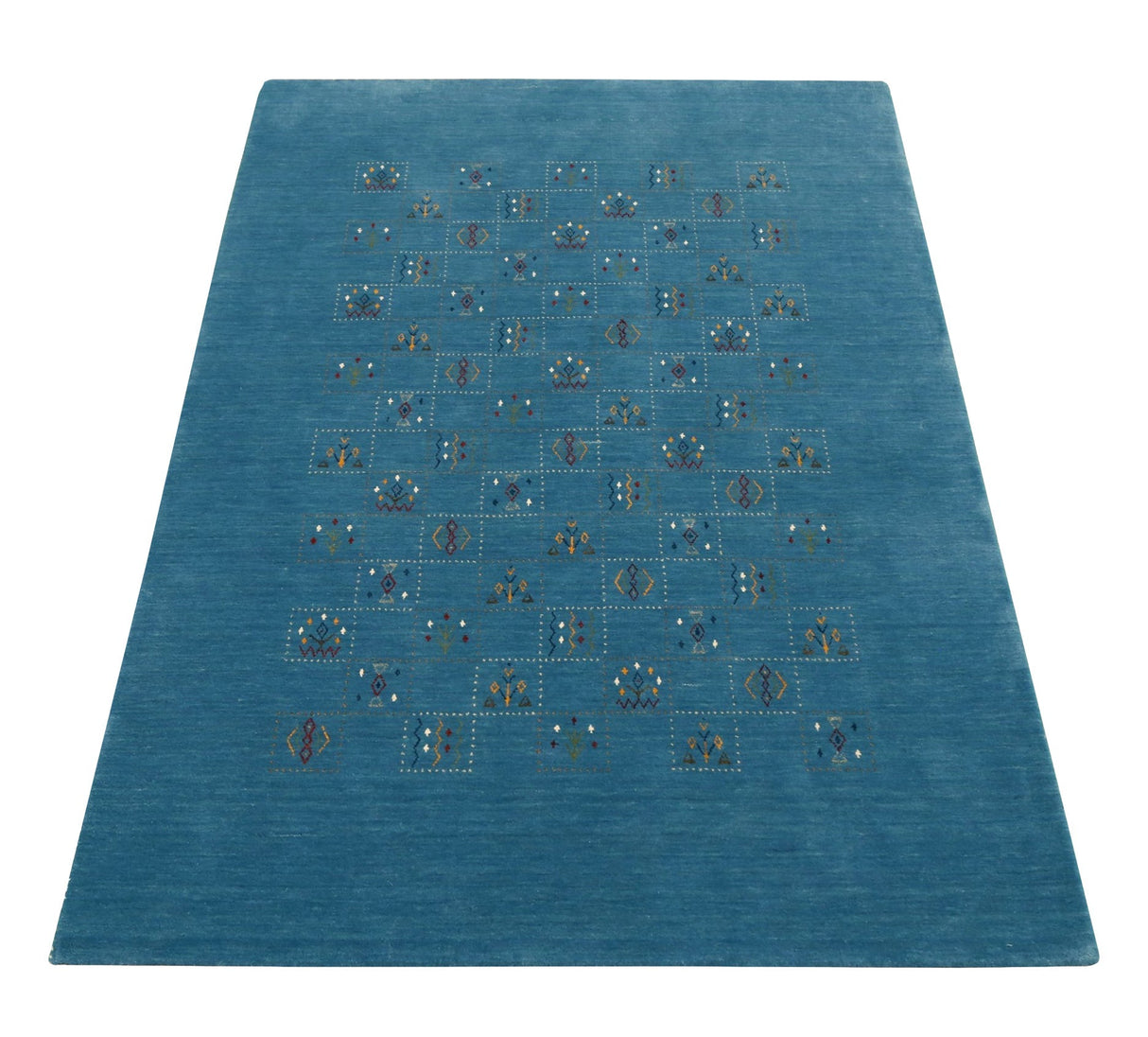 Blue Tribal Design Hand Loomed Wool Area Rug