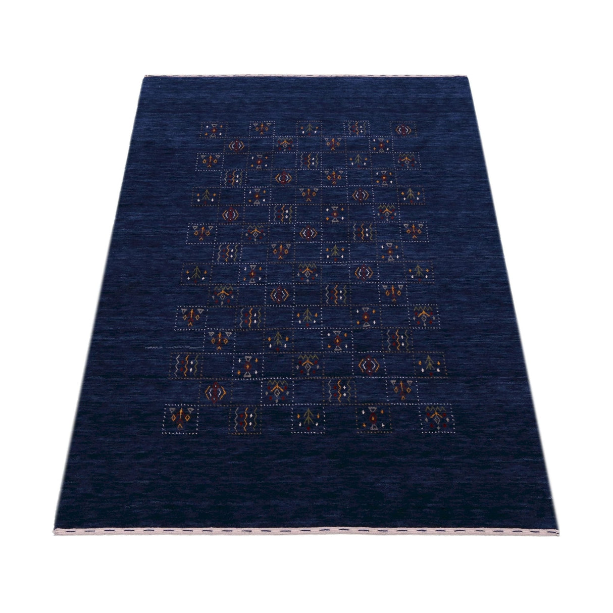 Blue Tribal Design Hand Loomed Wool Area Rug