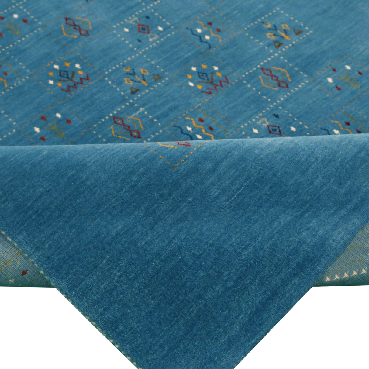 Blue Tribal Design Hand Loomed Wool Area Rug