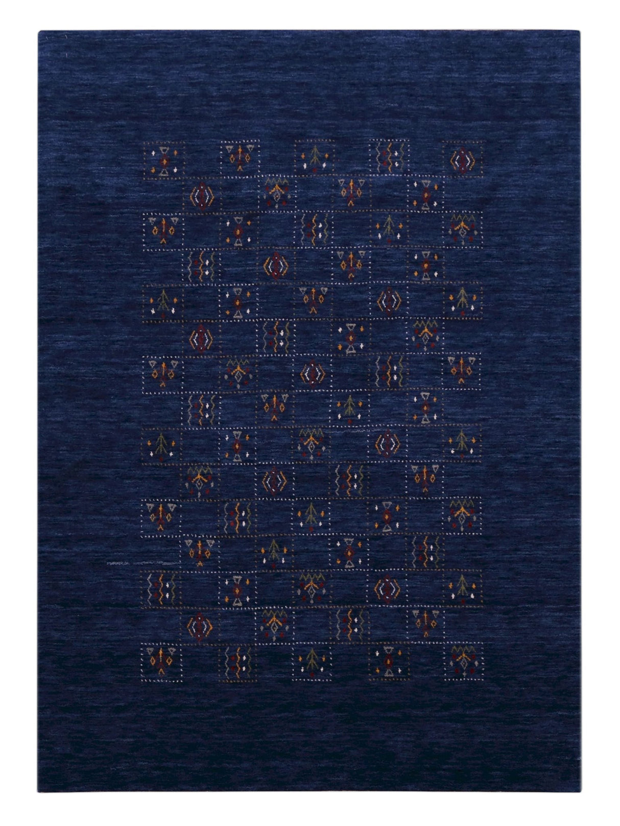 Blue Tribal Design Hand Loomed Wool Area Rug