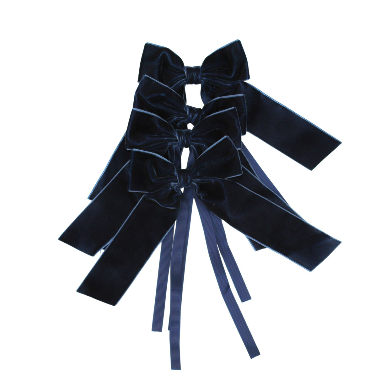 Blue Velvet Napkin Bow Tie - Set of 6-Napkin Holder-Parc Decor