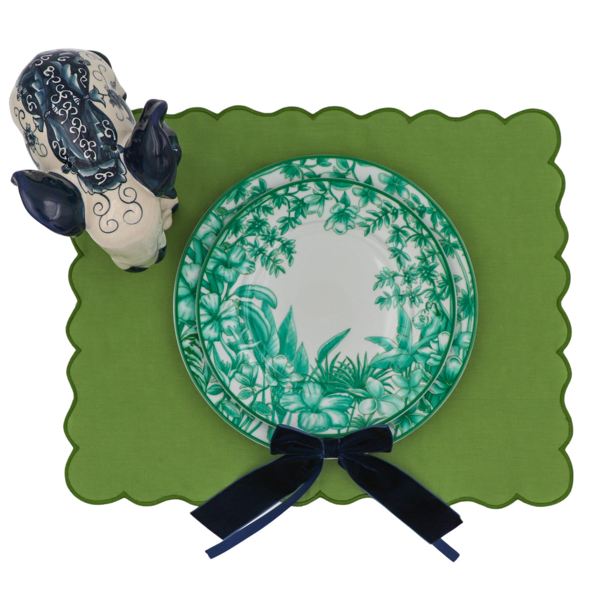 Blue Velvet Napkin Bow Tie - Set of 6-Napkin Holder-Parc Decor