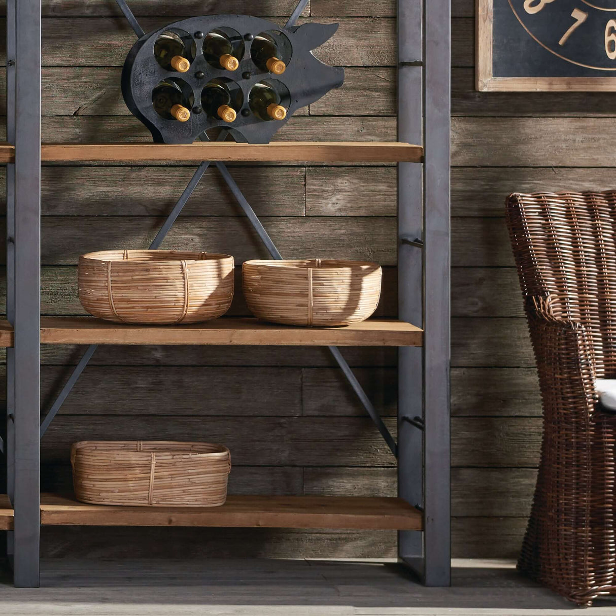 Boho Round Cane Rattan Nesting Bowls (Set of 3)-Bowls-Parc Decor