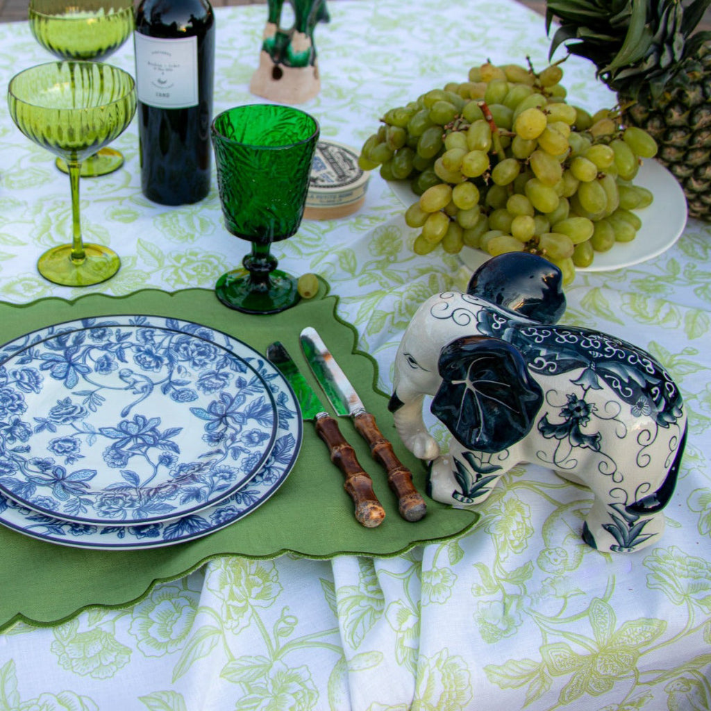 Bombay Blue Porcelain Dinner Plates – Set of 4 (+1 Bonus Plate)