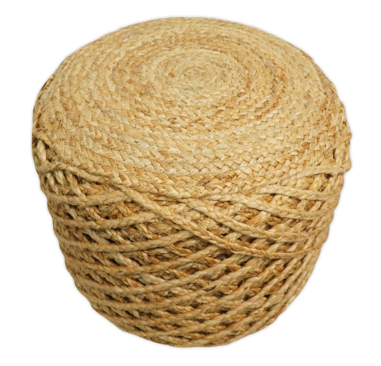 Braided Farmhouse round Pouf Natural Brown