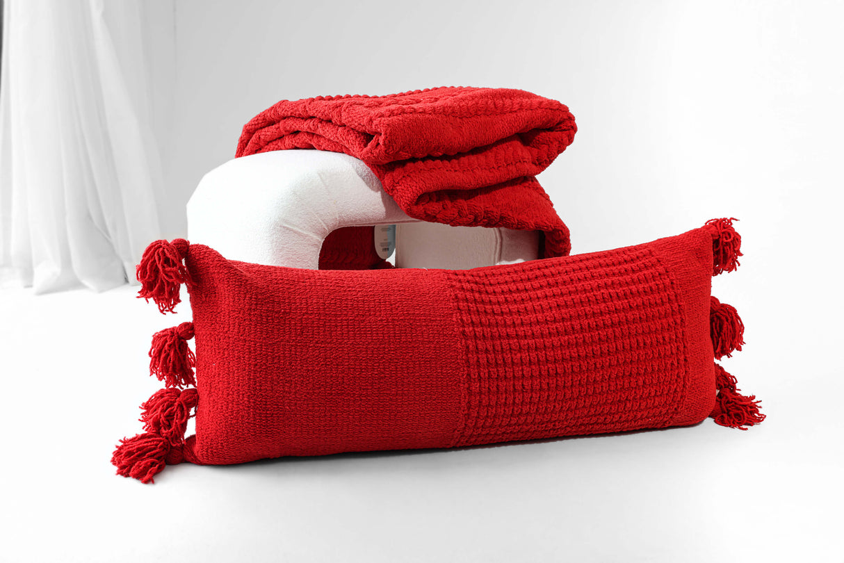 Braided Pom Pom Lumbar Pillow
