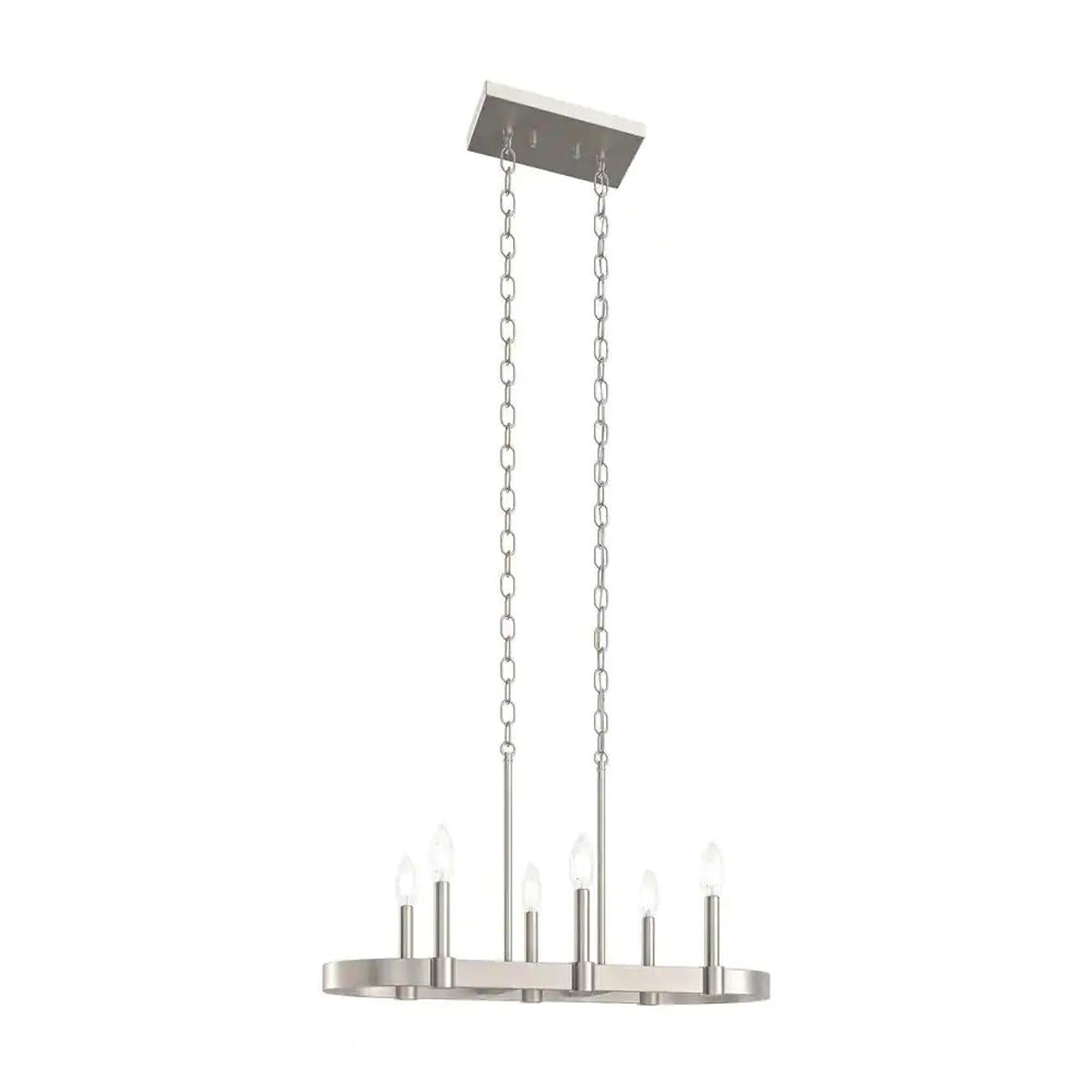 Brene 28"W 6-light Linear Farmhouse Chandelier by Kichler Brushed Nickel Finish