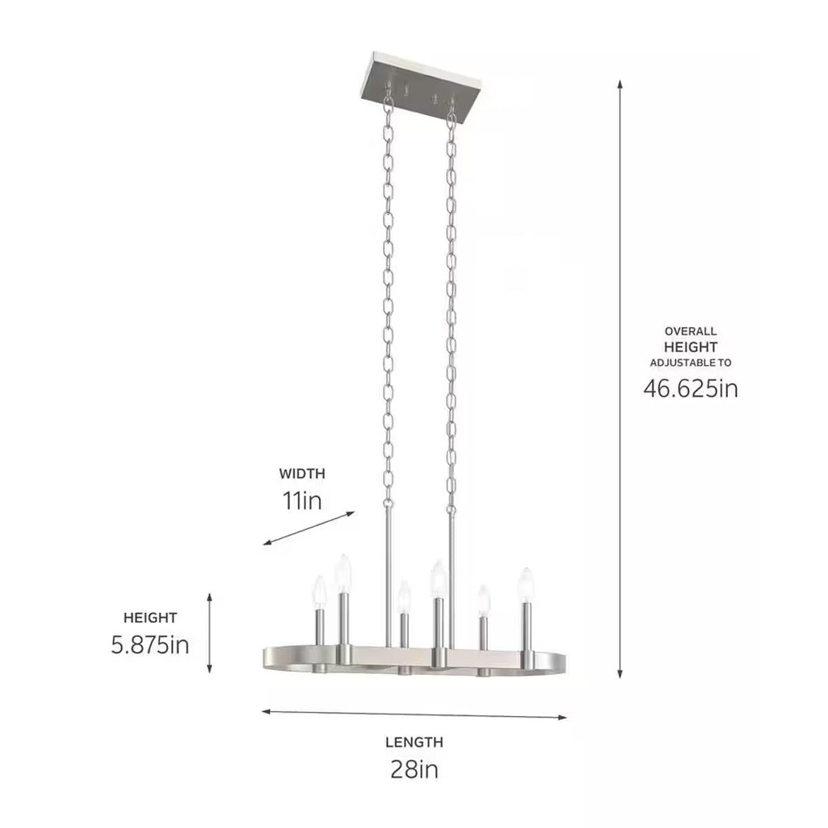 Brene 28"W 6-light Linear Farmhouse Chandelier by Kichler Brushed Nickel Finish
