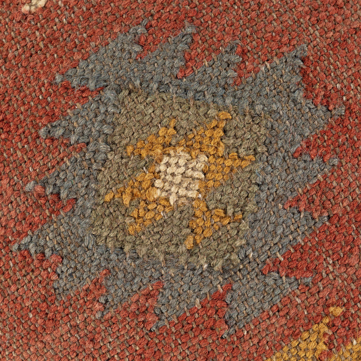 Brick Red Wood Frame Ottoman Stool-Poufs-Parc Decor